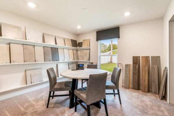 Model home design room in Holiday Builders sales center