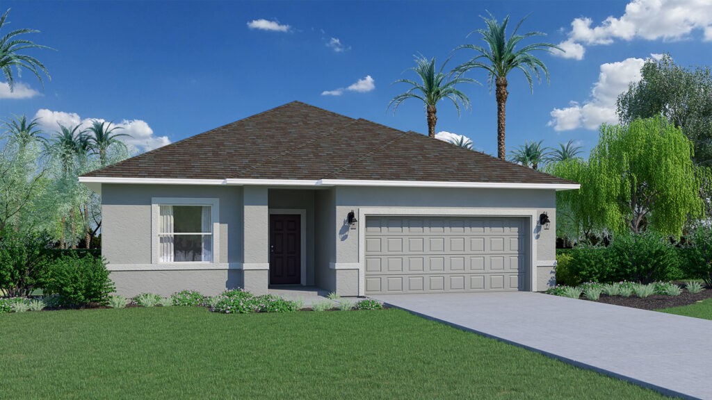 The 3 bedroom, 2 bath Biscayne floorplan from the Cornerstone Collection by Holiday Builders.