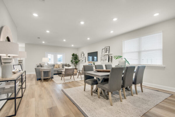 The open concept Carlton floorplan from the Cornerstone collection by Holiday Builders.