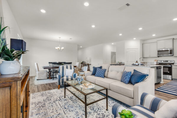 The open concept Cypress floorplan from the Cornerstone collection by Holiday Builders.