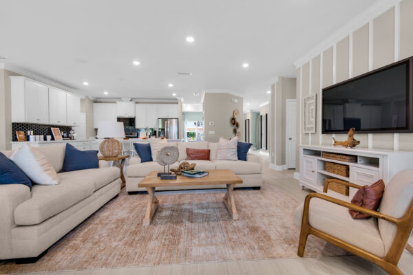 The Living Area in the Eden floorplan from the Cornerstone Collection.