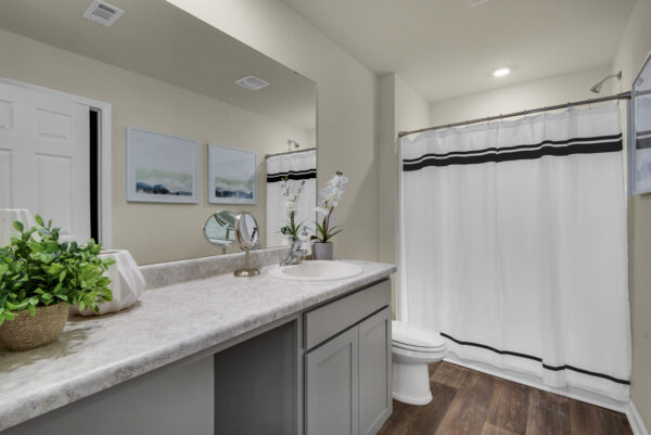 The master bath in the Grayton floorplan from the Value collection by Holiday Builders.