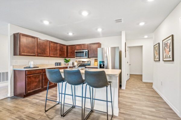 The kitchen island in the Majestic floorplan from the Value Collection