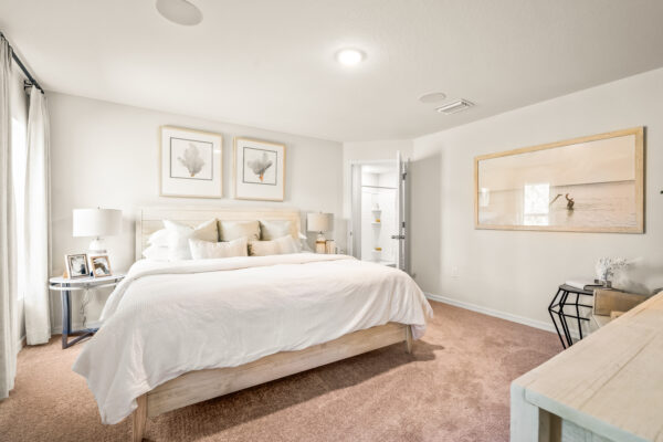 The master bedroom in the Majestic floorplan from the Value collection by Holiday Builders.