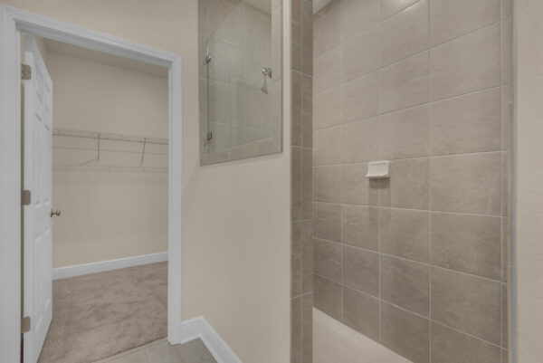 The owner's bath in the Miramar floorplan from the Cornerstone Collection by Holiday Builders.