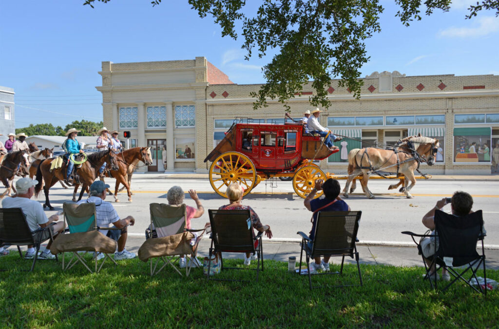 okeechobee horses marching through downtown