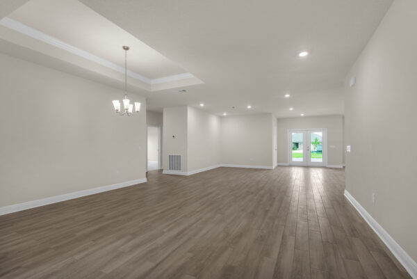 The open floorplan in the Osprey Floorplan from the Cornerstone Collection by Holiday Builders.