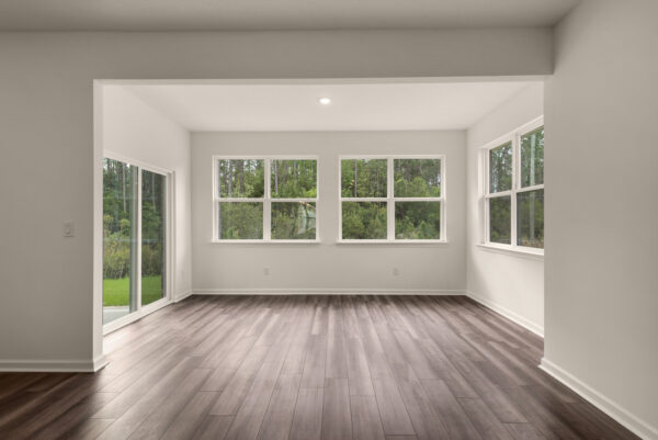 The sunroom in the Rosemary floorplan from the Cornerstone collection by Holiday Builders.