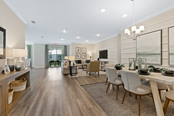 The open concept Sanibel floorplan from the Cornerstone collection by Holiday Builders.