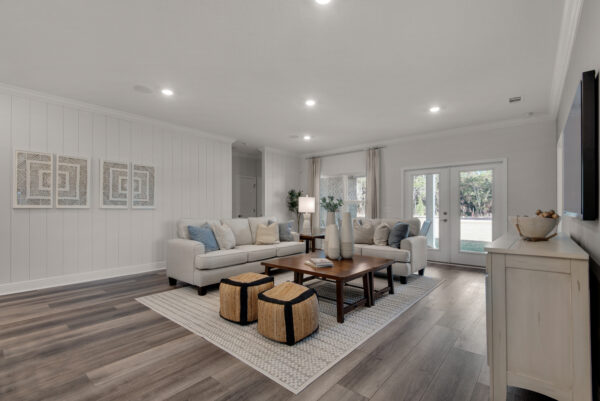 The open concept Santa Rosa floorplan from the Cornerstone collection by Holiday Builders.
