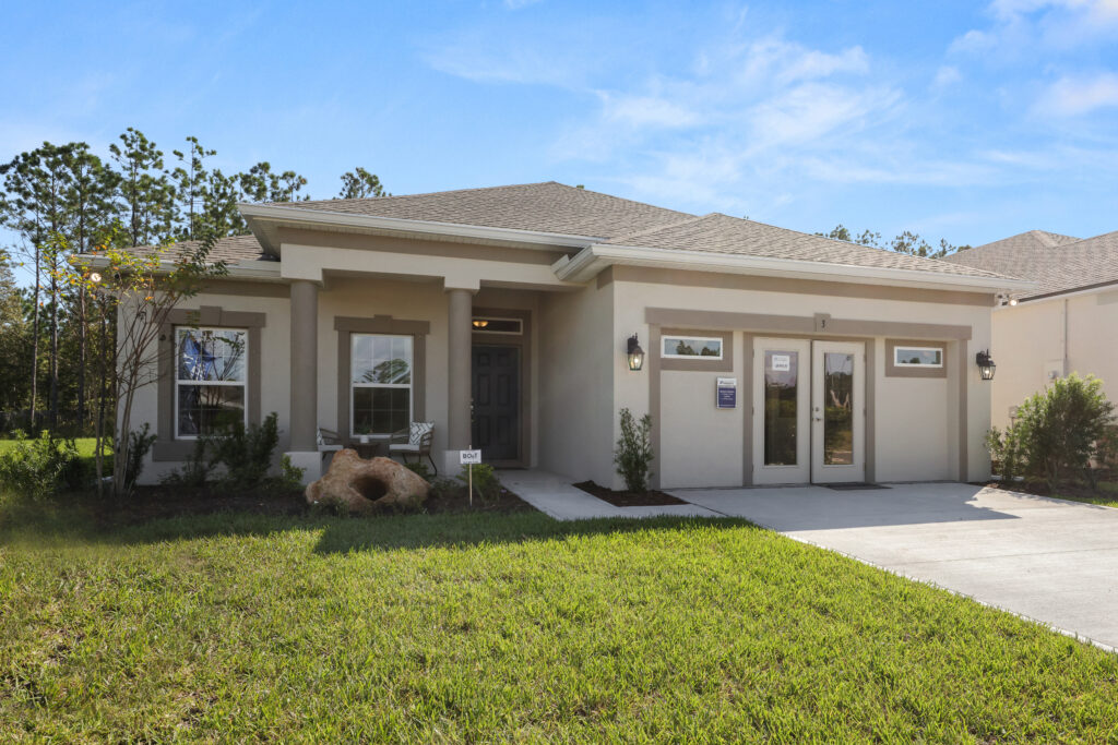 This model home is the sales center for Sawmill Creek at Palm Coast Park.