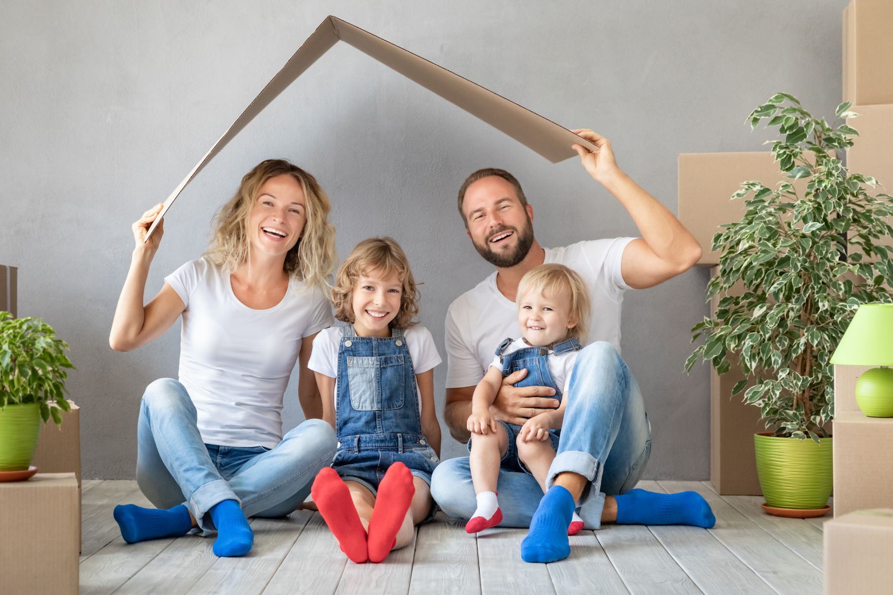 Family in new home.